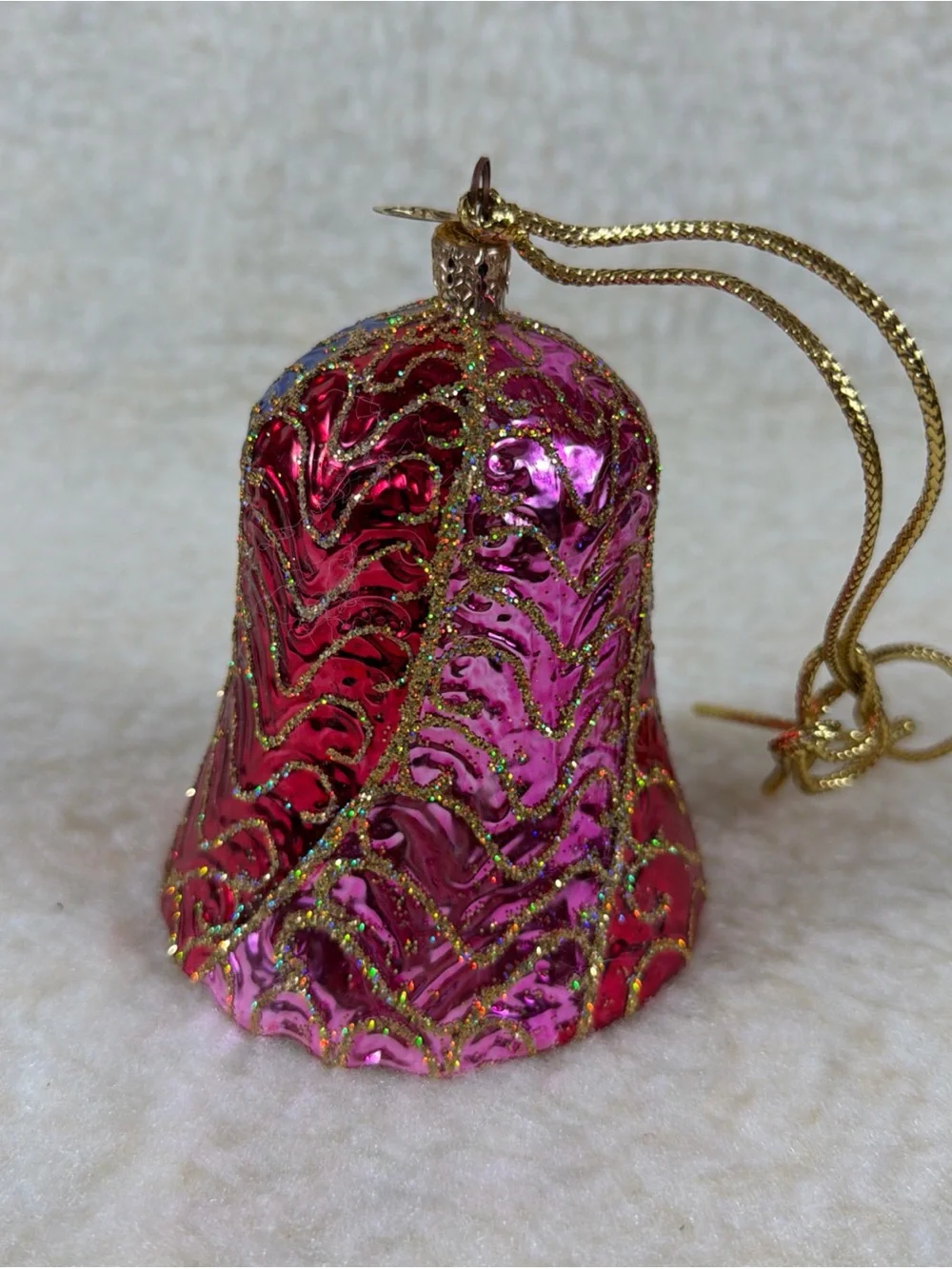 Christopher Radko Gilded Chimes Pink Blue & Red Bell Ornament